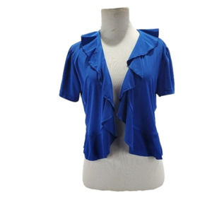 Blair Short sleeve ruffle collar Waist length Cardigan